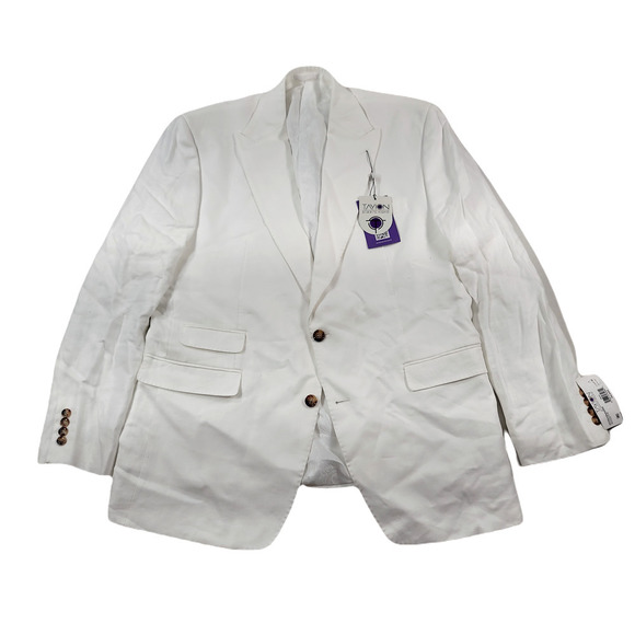 Tayion Collection White Linen Suit Jacket Mens 44L‎ 44 Classic-Fit $425 - Picture 1 of 7